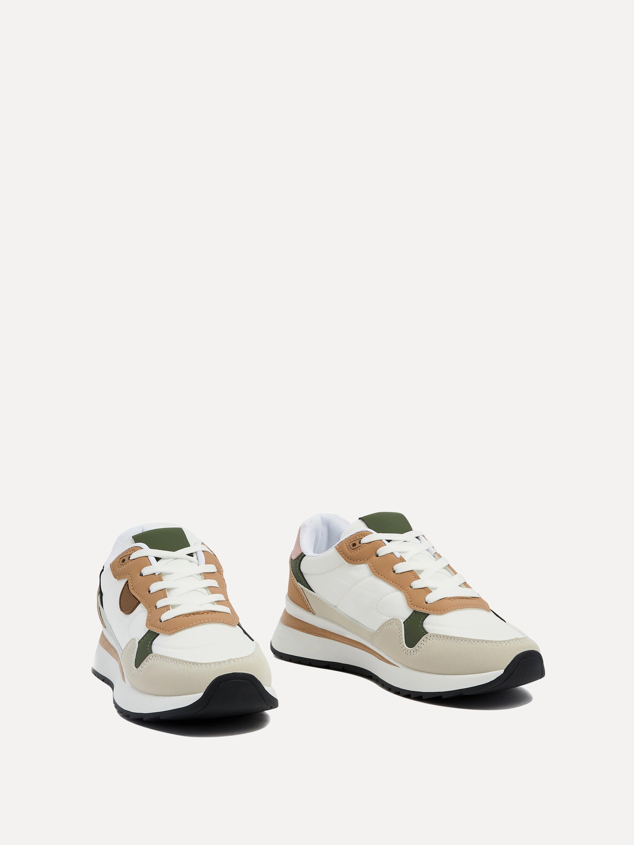 Linzi Clapham Beige Two-Tone Wedged Trainer image 3