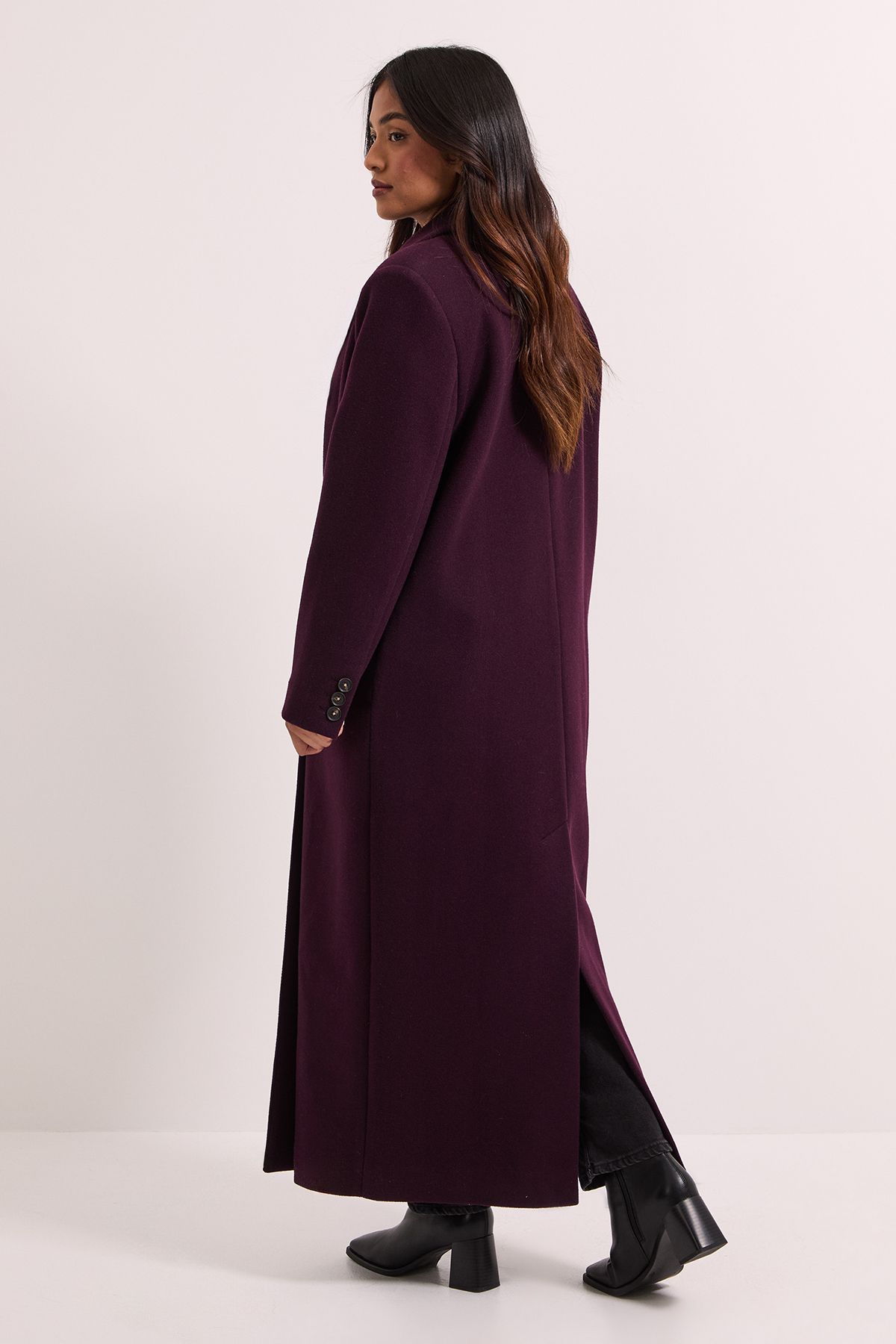 Dorothy Perkins Petite Maxi Length Double Breasted Coat Berry image 4