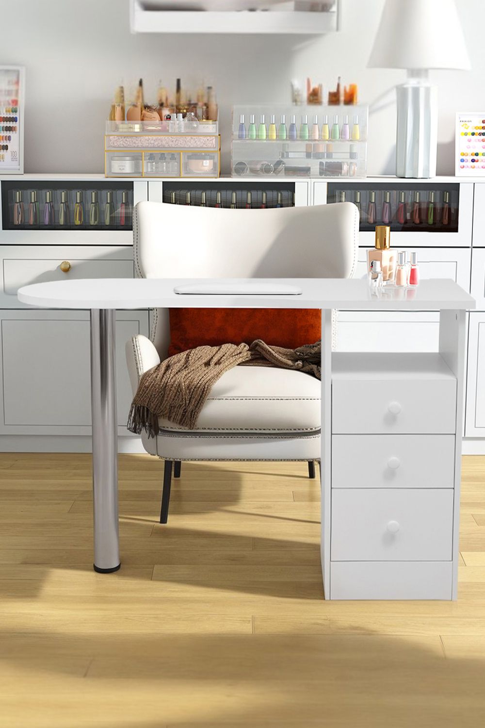 Living and Home 3 Drawers Manicure Table for Beauty Salon and Home image 3