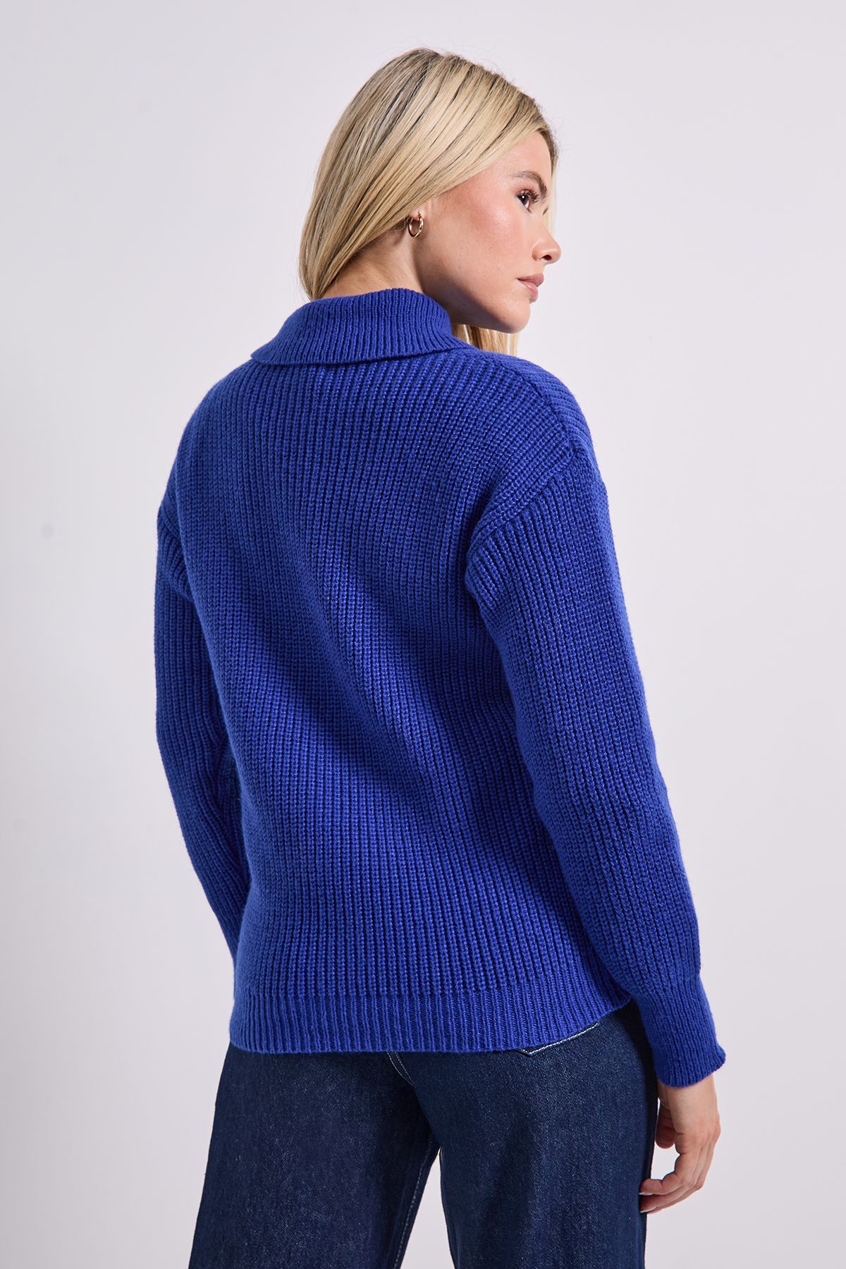 Dorothy Perkins Split Neck Ribbed Jumper Cobalt image 3