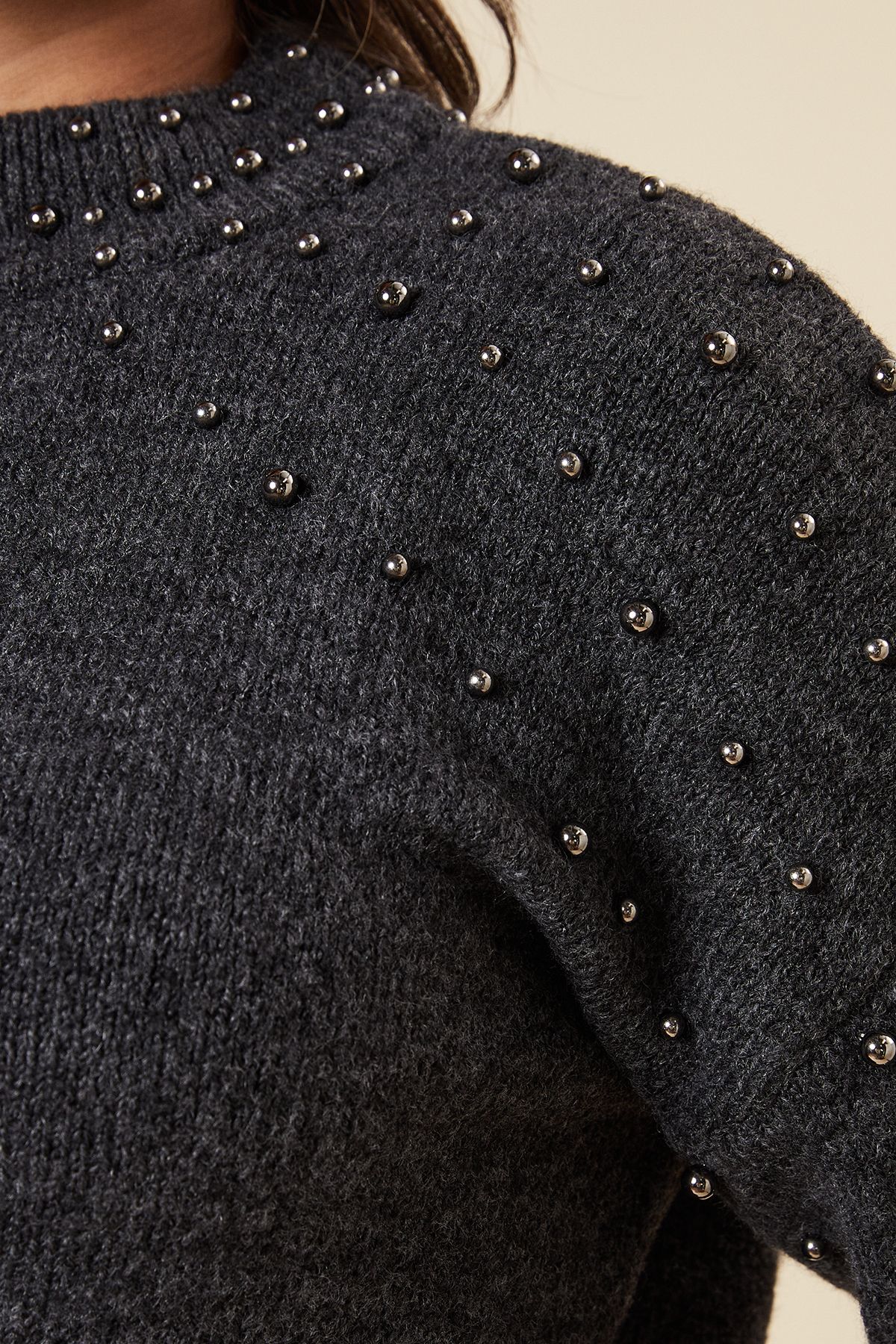 Dorothy Perkins Beaded Shoulder Jumper Charcoal image 5