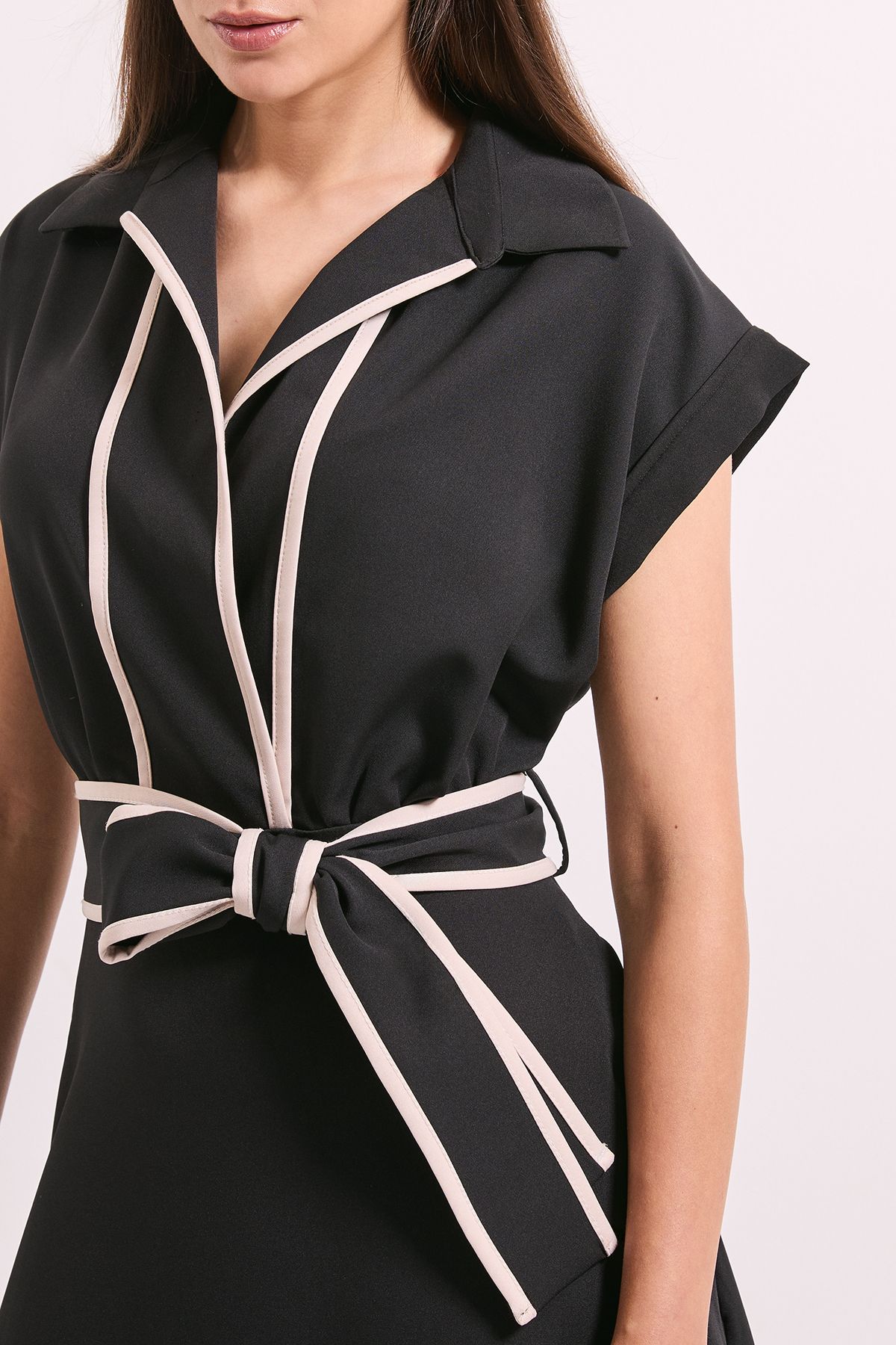 Principles Contrast Tie Waist Midi Dress Black image 5