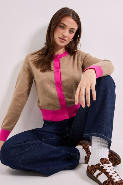 Dorothy Perkins Colour Block Cardigan Camel