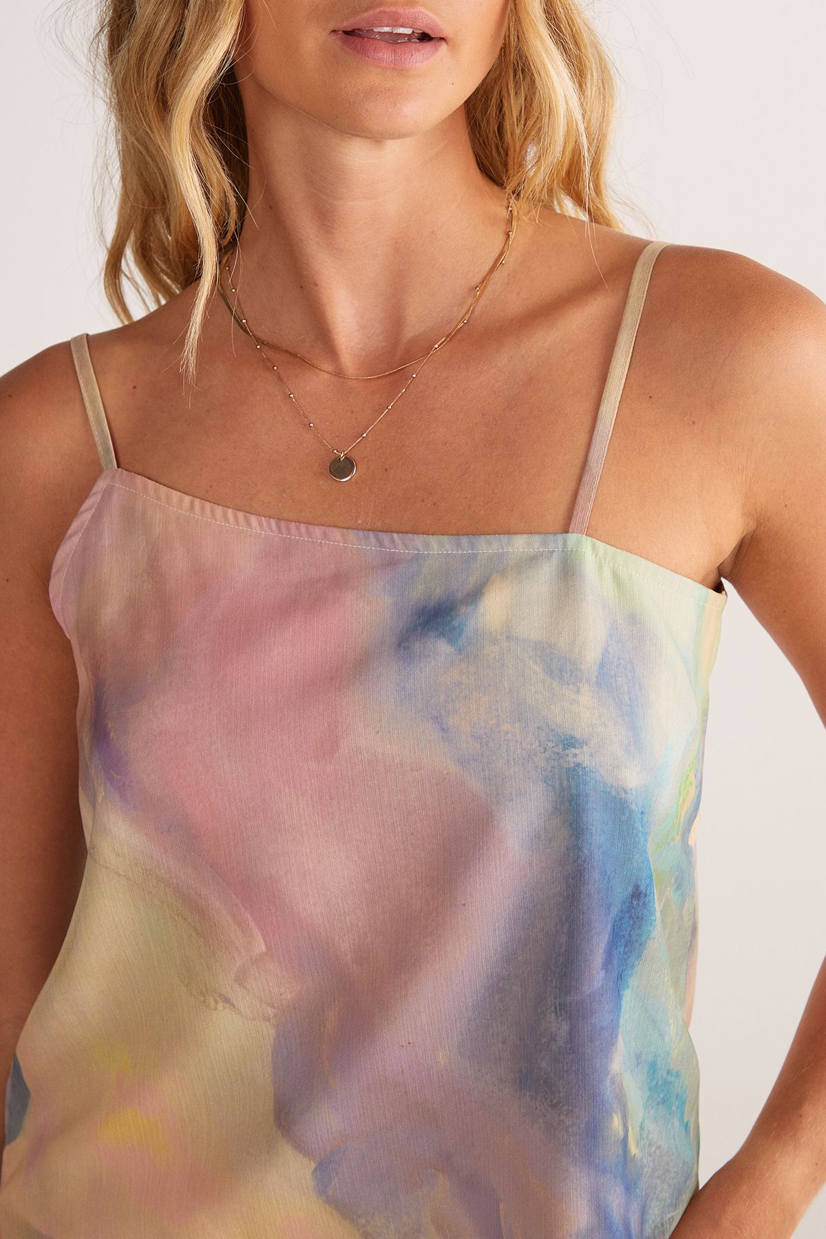 NastyGal Chiffon Marble Print Cami Top Multi image 5