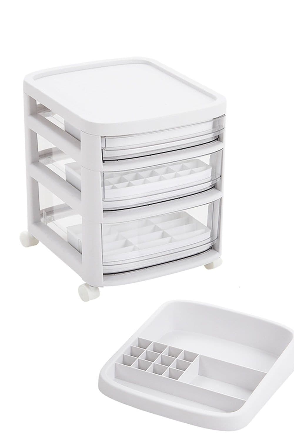 Living and Home 3 Tier Cosmetic Drawer Storage Trolley Mobile To Store Cosmetics Storage Box image 3