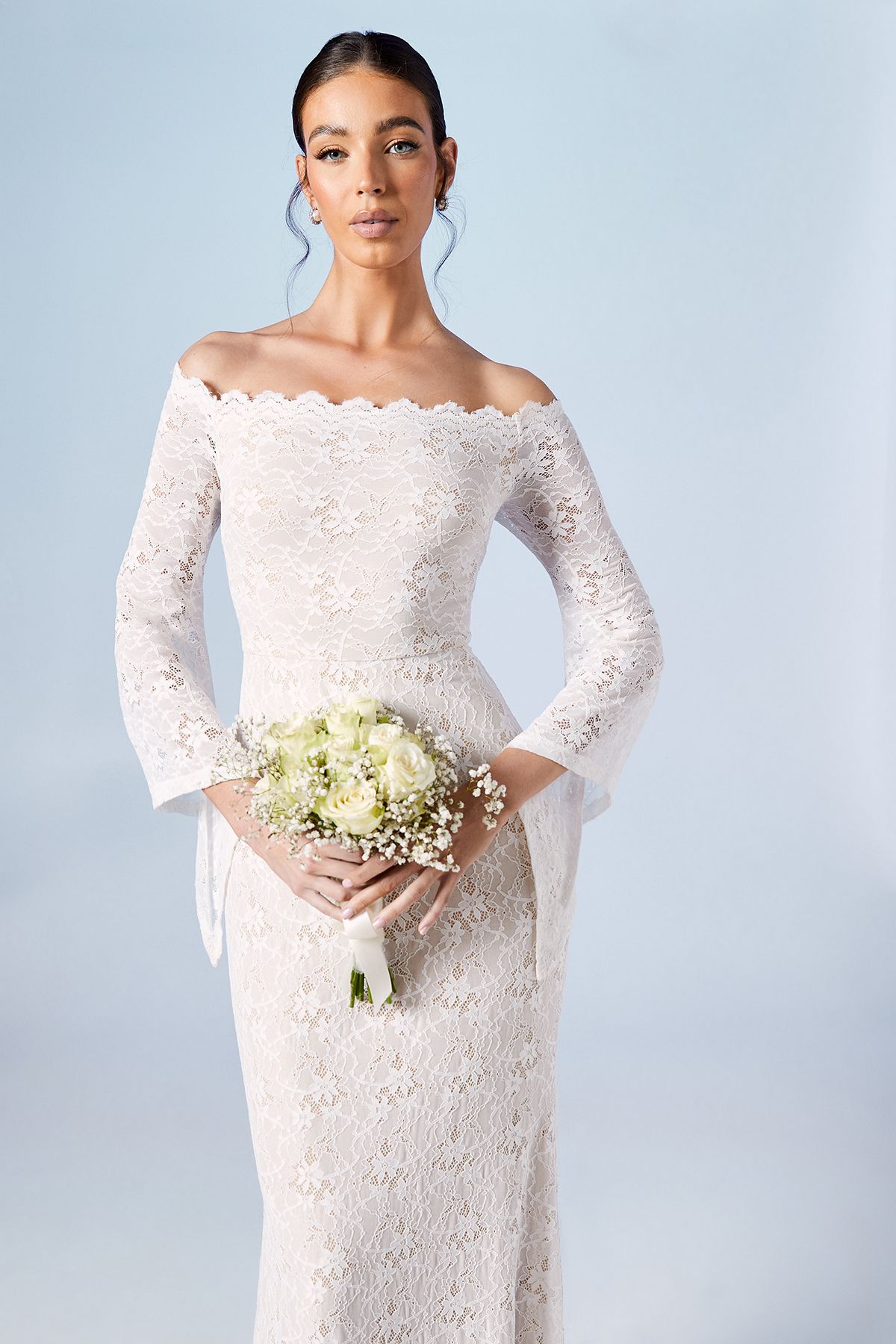 Coast Coast Honoured Bardot Boho Lace Fishtail Wedding Dress Ivory image 2