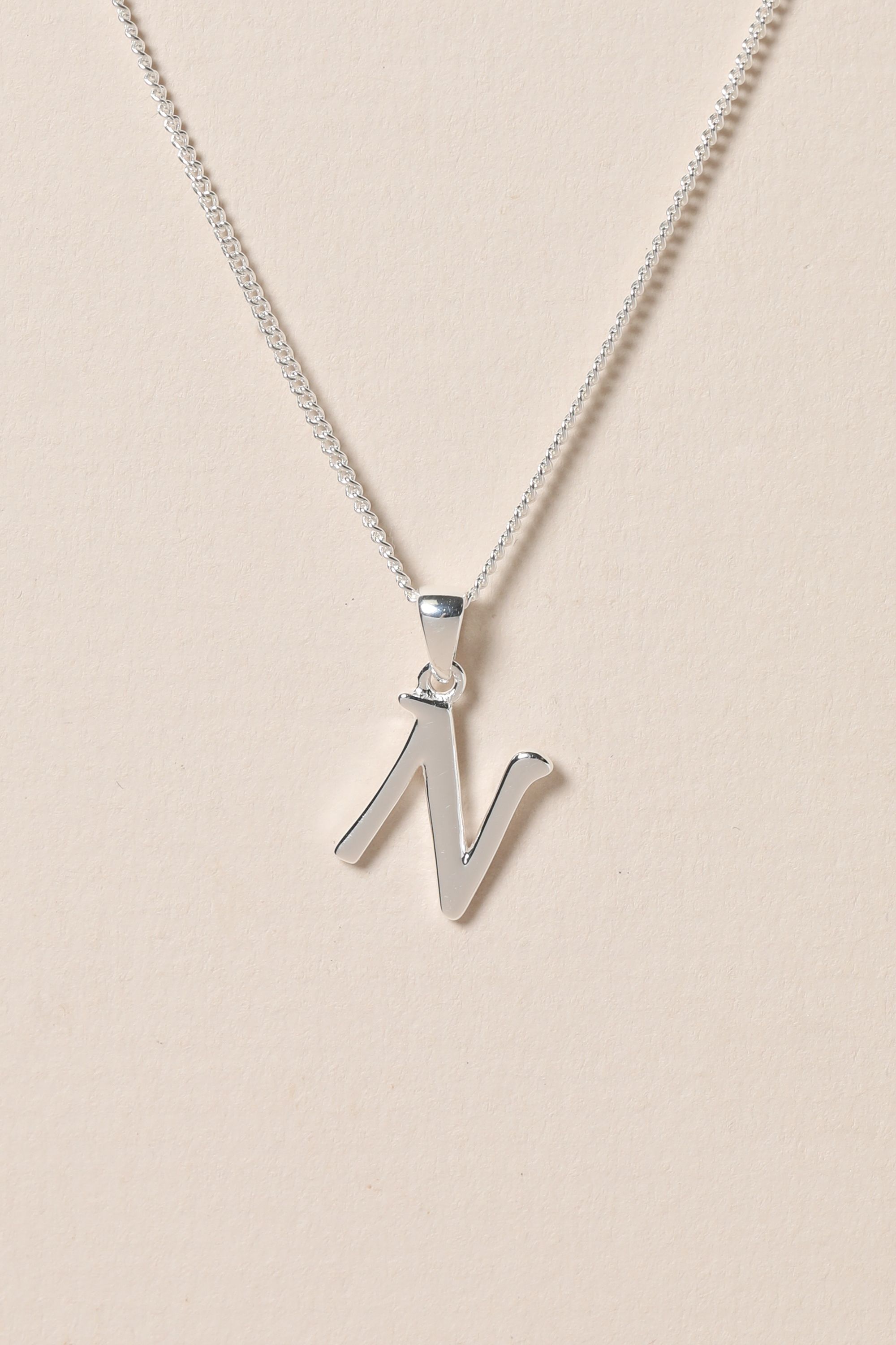 Simply Silver Sterling Silver 925 Initial Pendant - N image 2