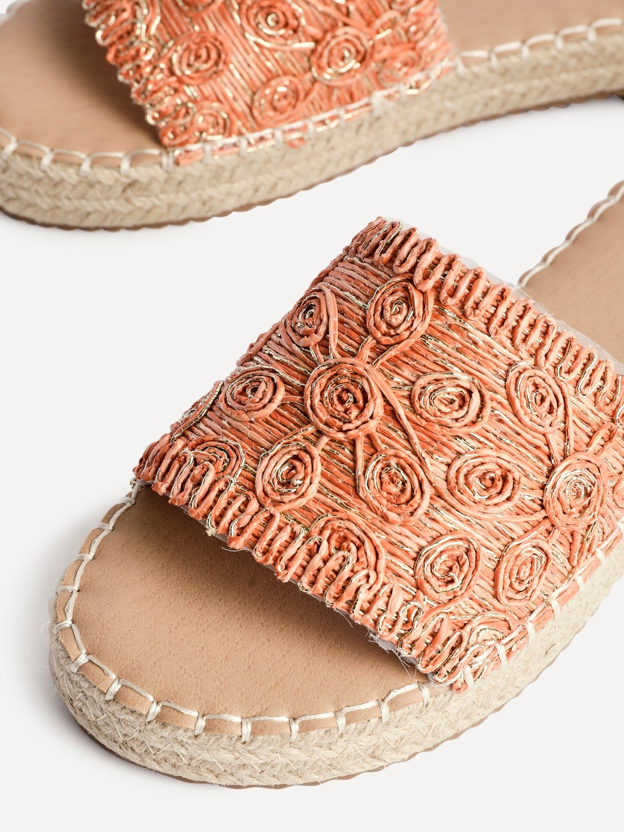 Linzi Savvy Orange Woven Flat Slider Sandal image 4