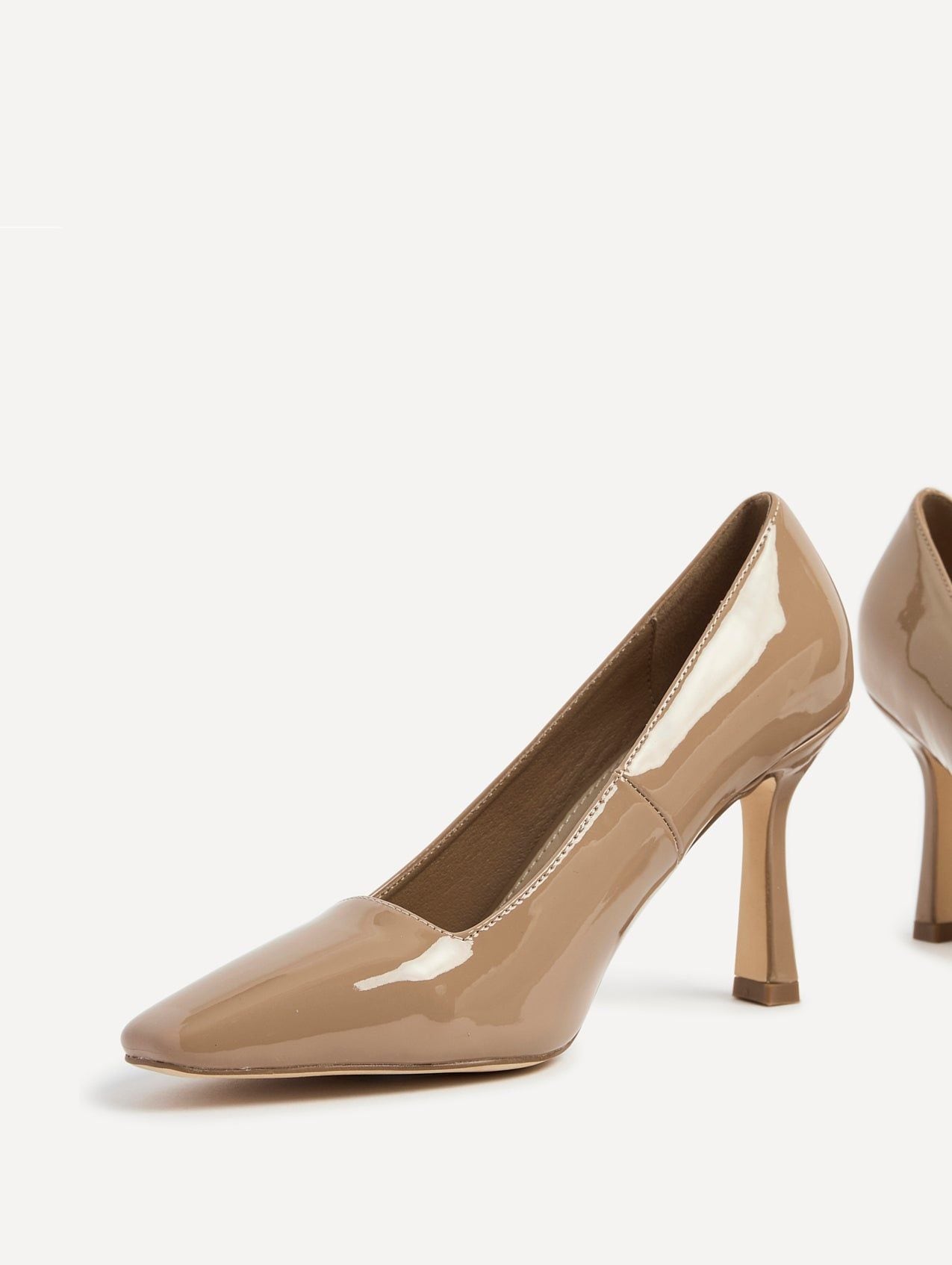 Linzi Colette Mocha Patent Squared Toe Stiletto Court Heel image 4