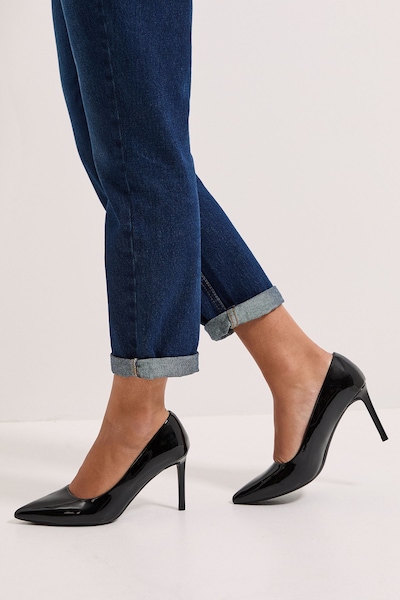 Dorothy Perkins Wide Fit Dash Pointed High Stiletto Heel Court Shoes True Black