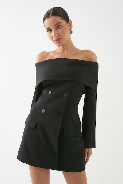 MissPap Double Breasted Bardot Blazer Dress Black