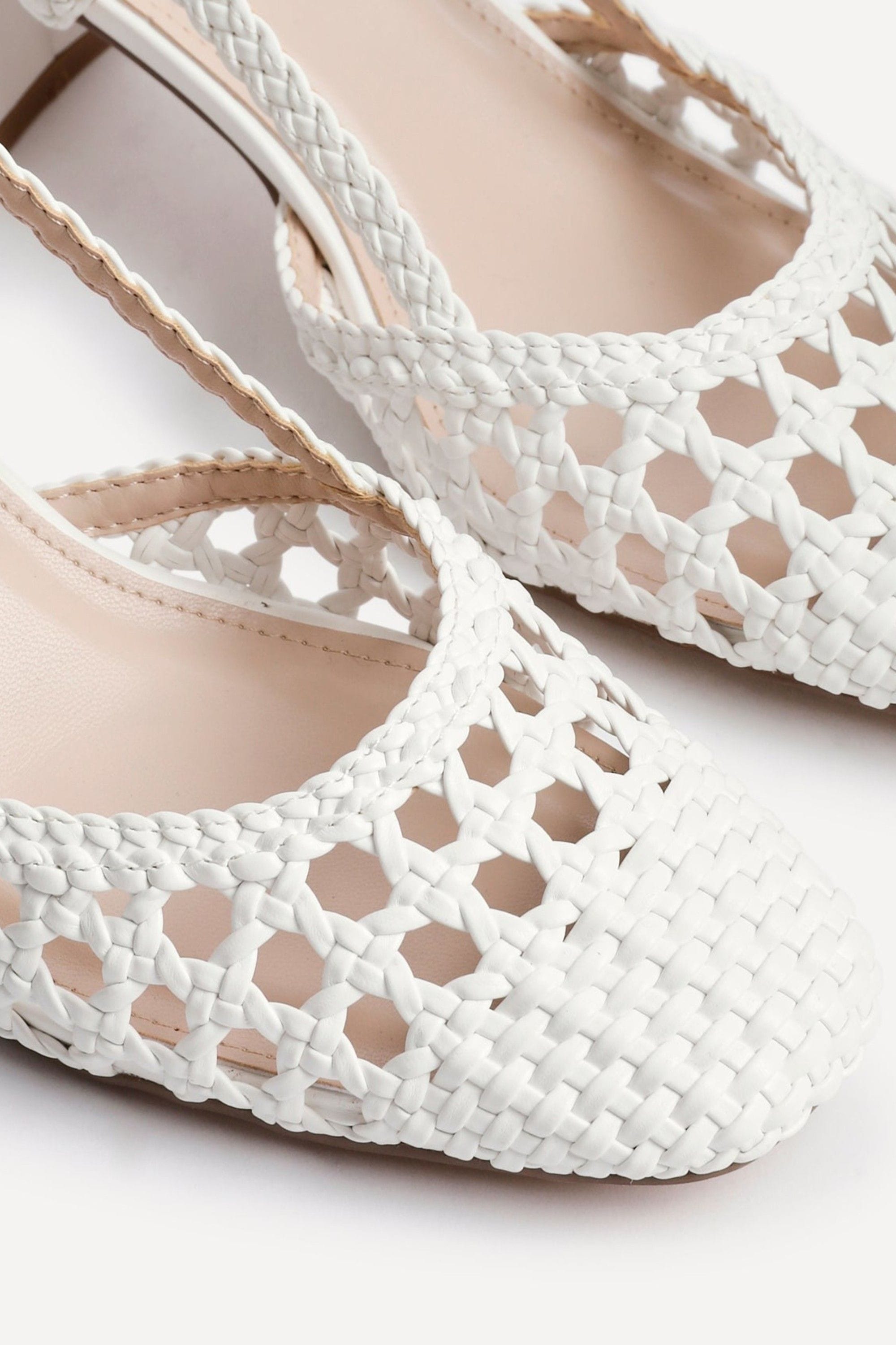 Linzi Sandria White Faux Leather Hand Woven Court Heels image 4