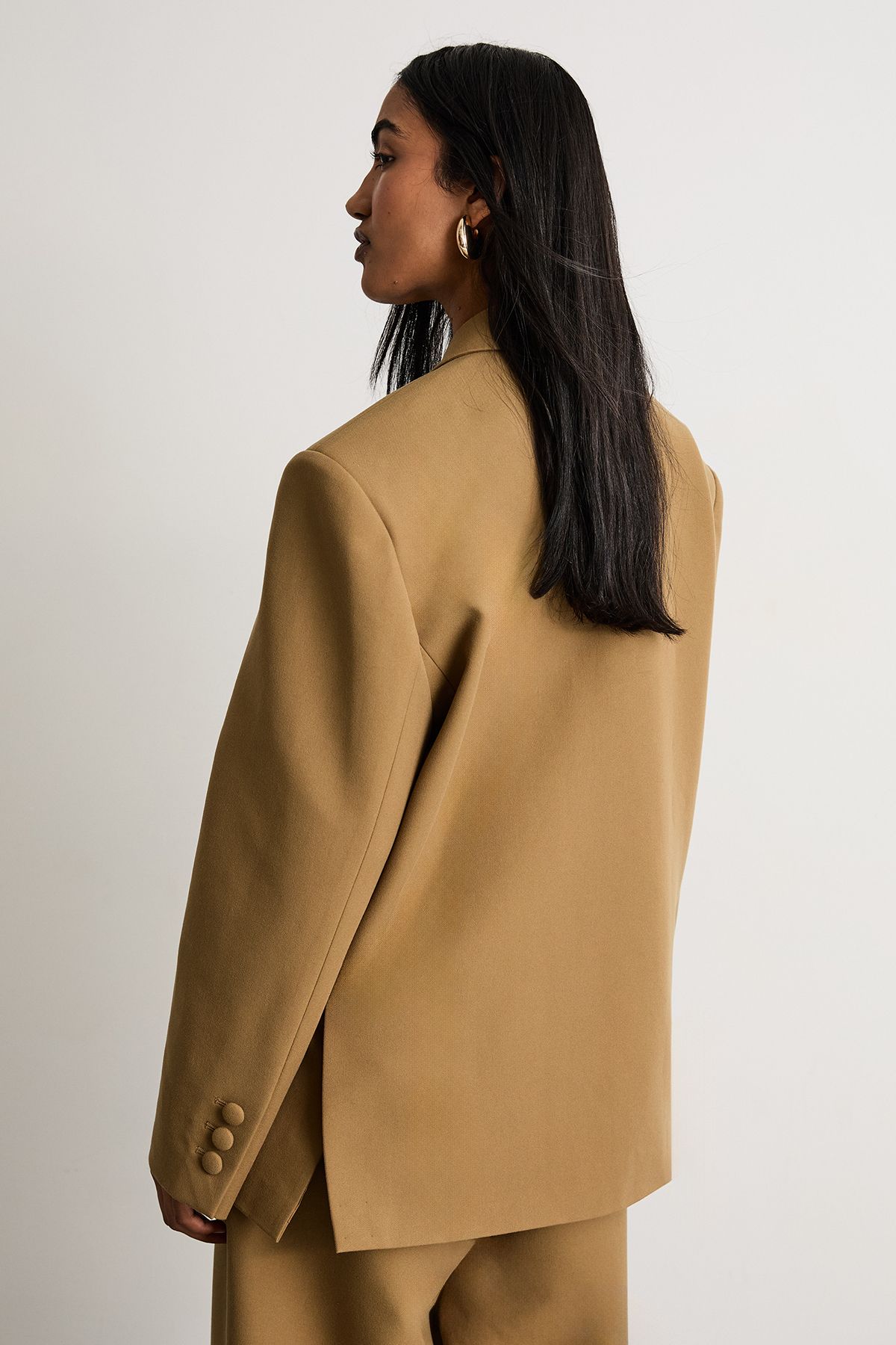 Warehouse The Premium Oversized Tailored Blazer Beige image 3