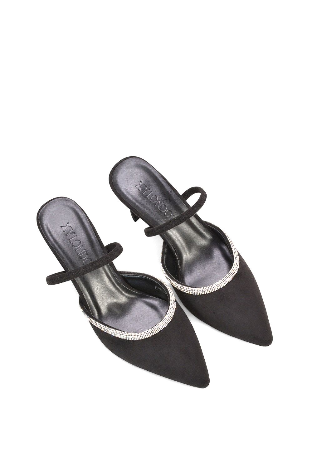 XY London 'Carlene' Diamante Trim Pointed Toe Mid Stiletto Heel Court Heels image 6