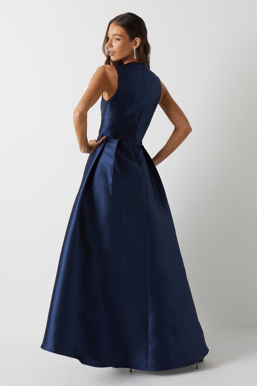 Coast Coast Honoured Sleeveless Plunge Waterfall Twill Maxi Bridesmaid Dress Navy image 2