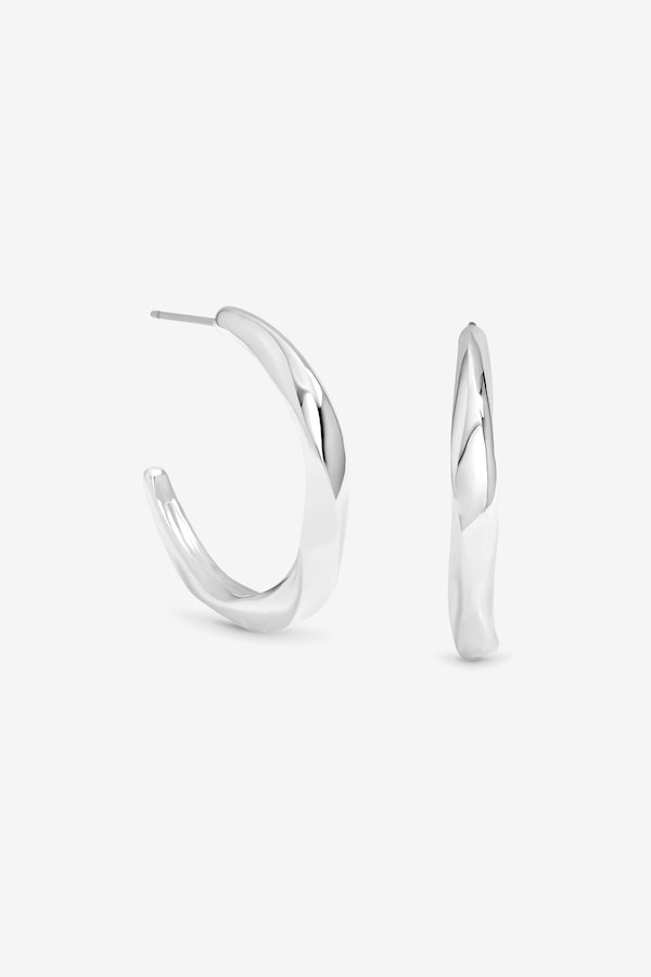 Jon Richard Silver Plated Polished Twist Hoop Earrings