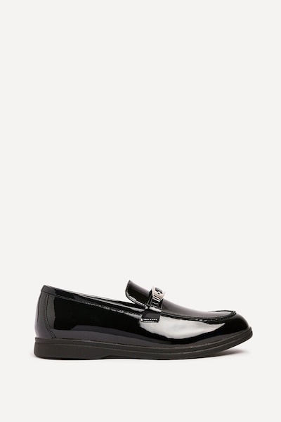 Linzi Script Black Patent Slip On Loafer