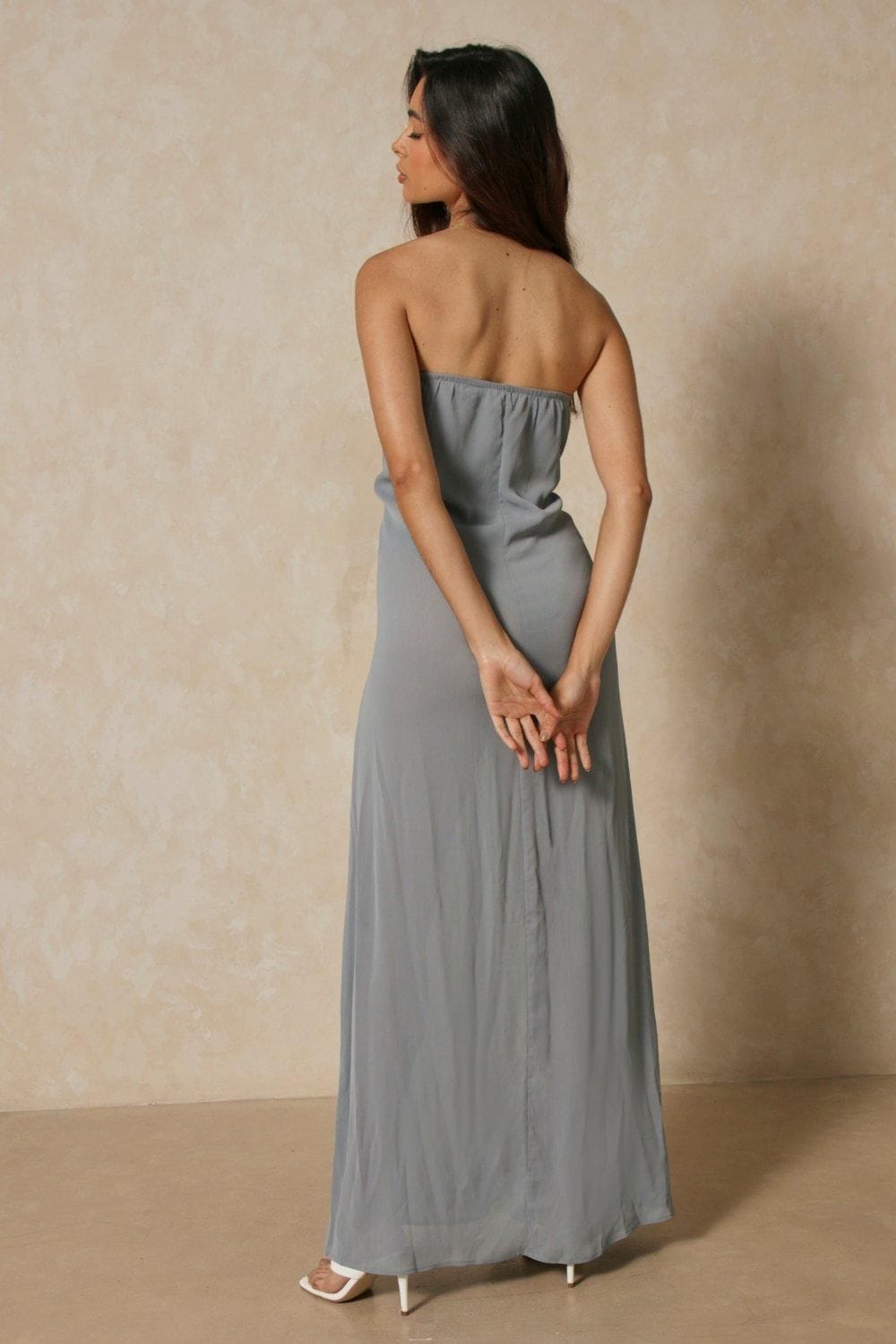 MissPap Sheer Bandeau Maxi Dress Blue image 3