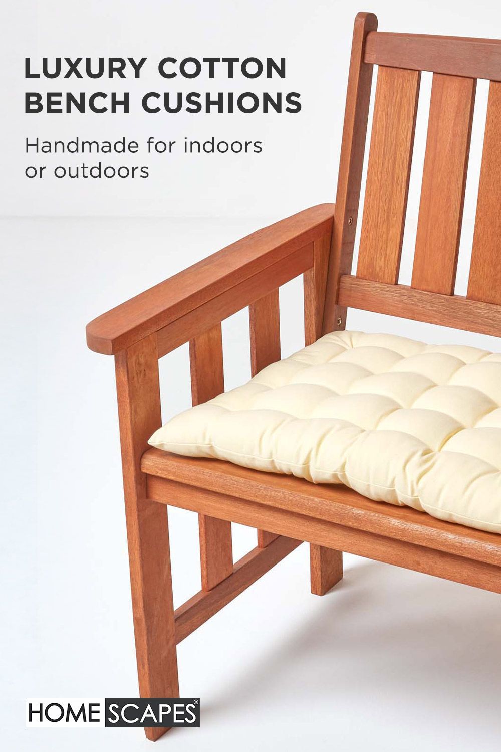 Homescapes Garden Bench Cushion Luxury 2 Seater Cotton Indoor Outdoor Pad, 108 x 42cm image 2