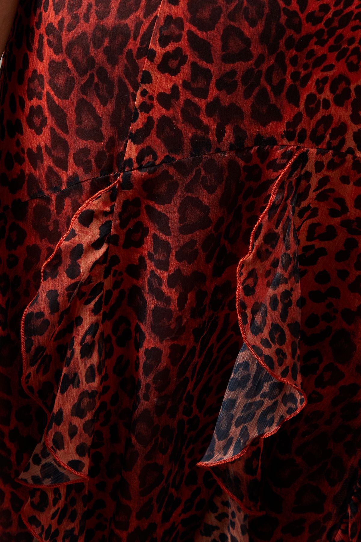 Warehouse Chiffon Halter Tendril Ruffle Midi Dress Animal image 5