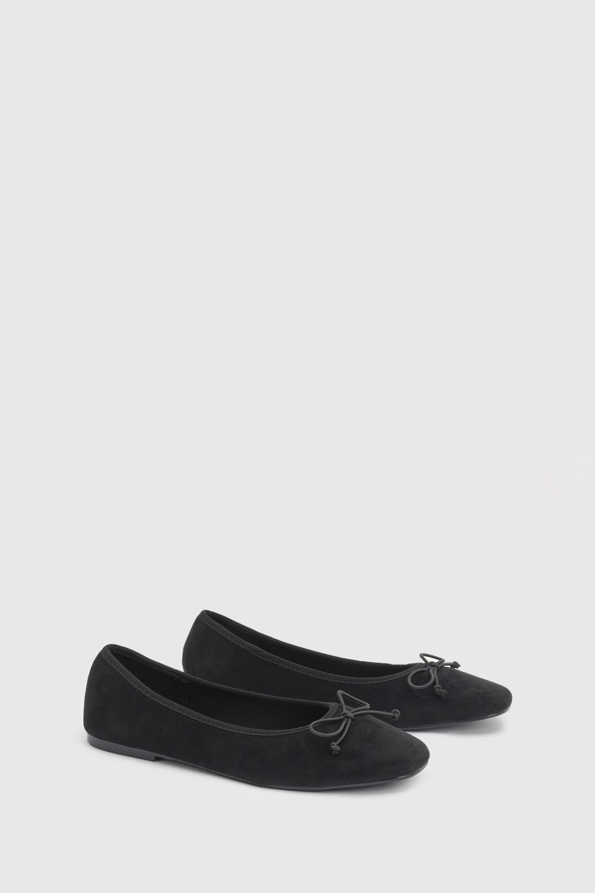 Oasis Beatrice Faux Suede Square Toe Ballet Pumps Natural Black