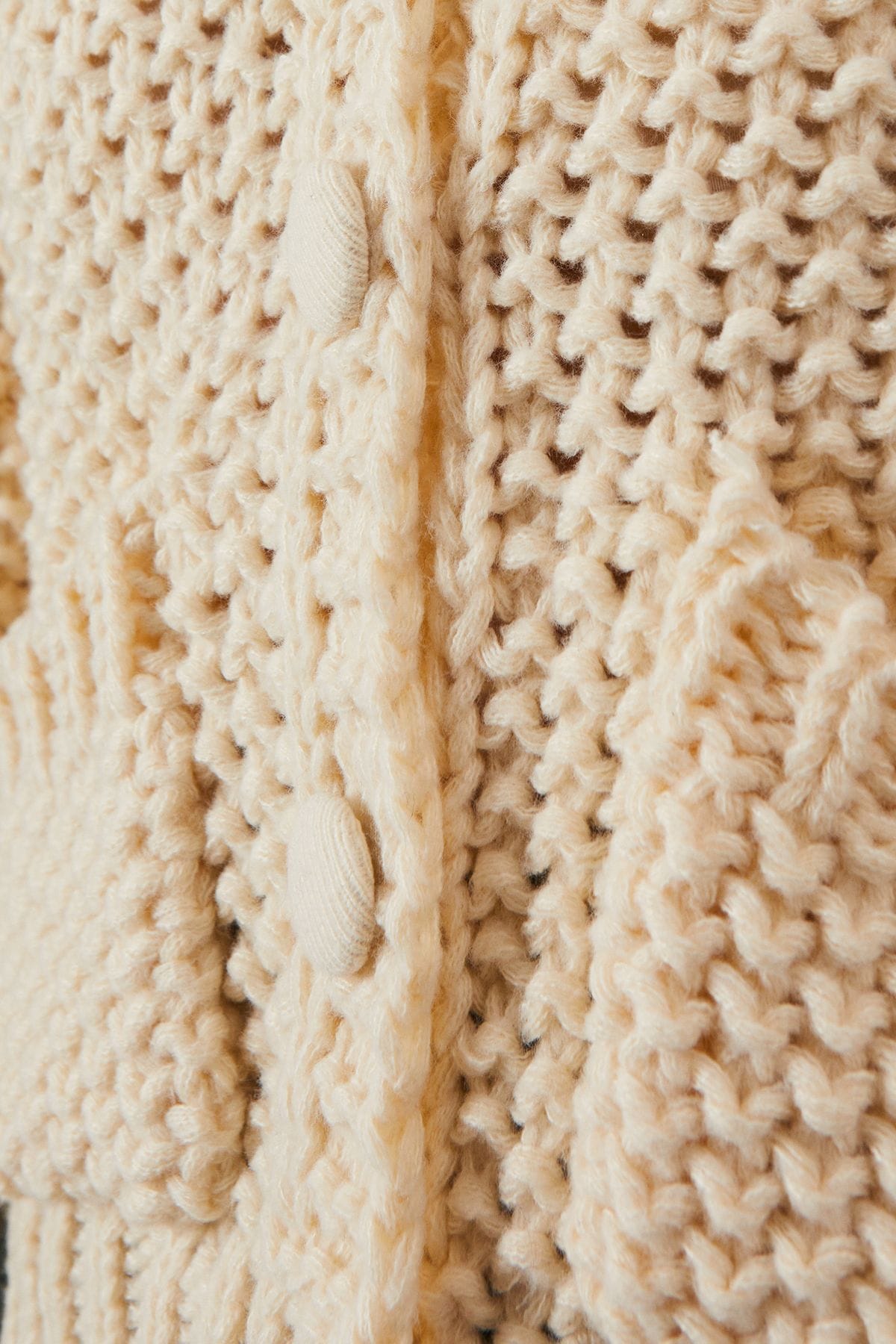 Warehouse Super Chunky Pocket Front Knitted Cardigan Ivory image 5