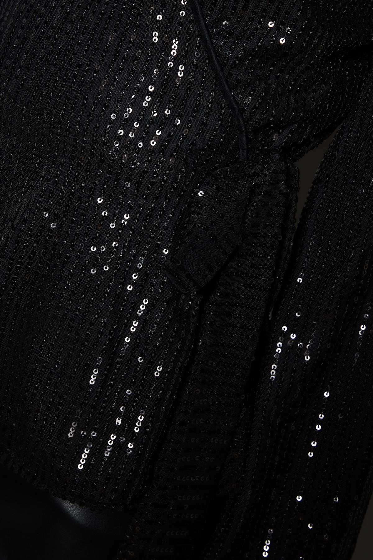 Dorothy Perkins Sequin Tie Waist Wrap Top Black image 5