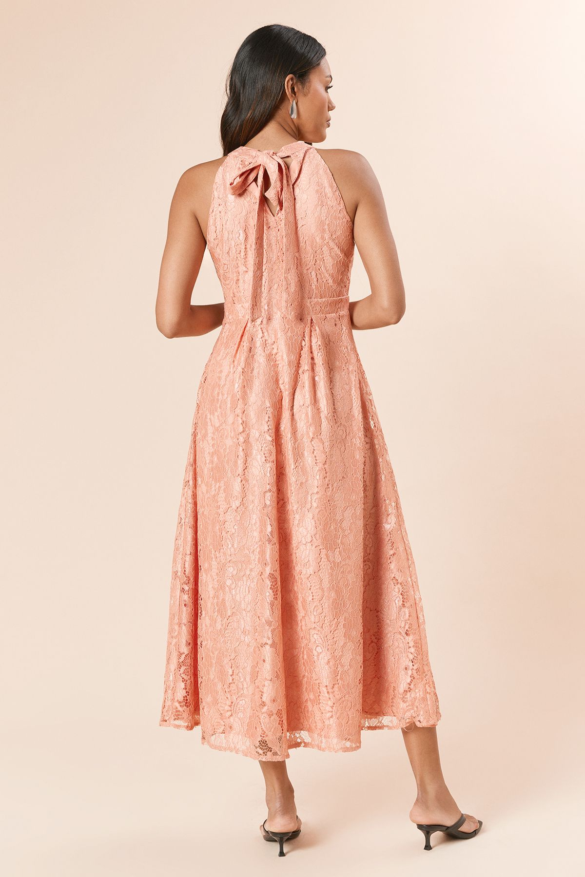 Dorothy Perkins DP Luxe Lace Keyhole Midi Dress Peach image 4