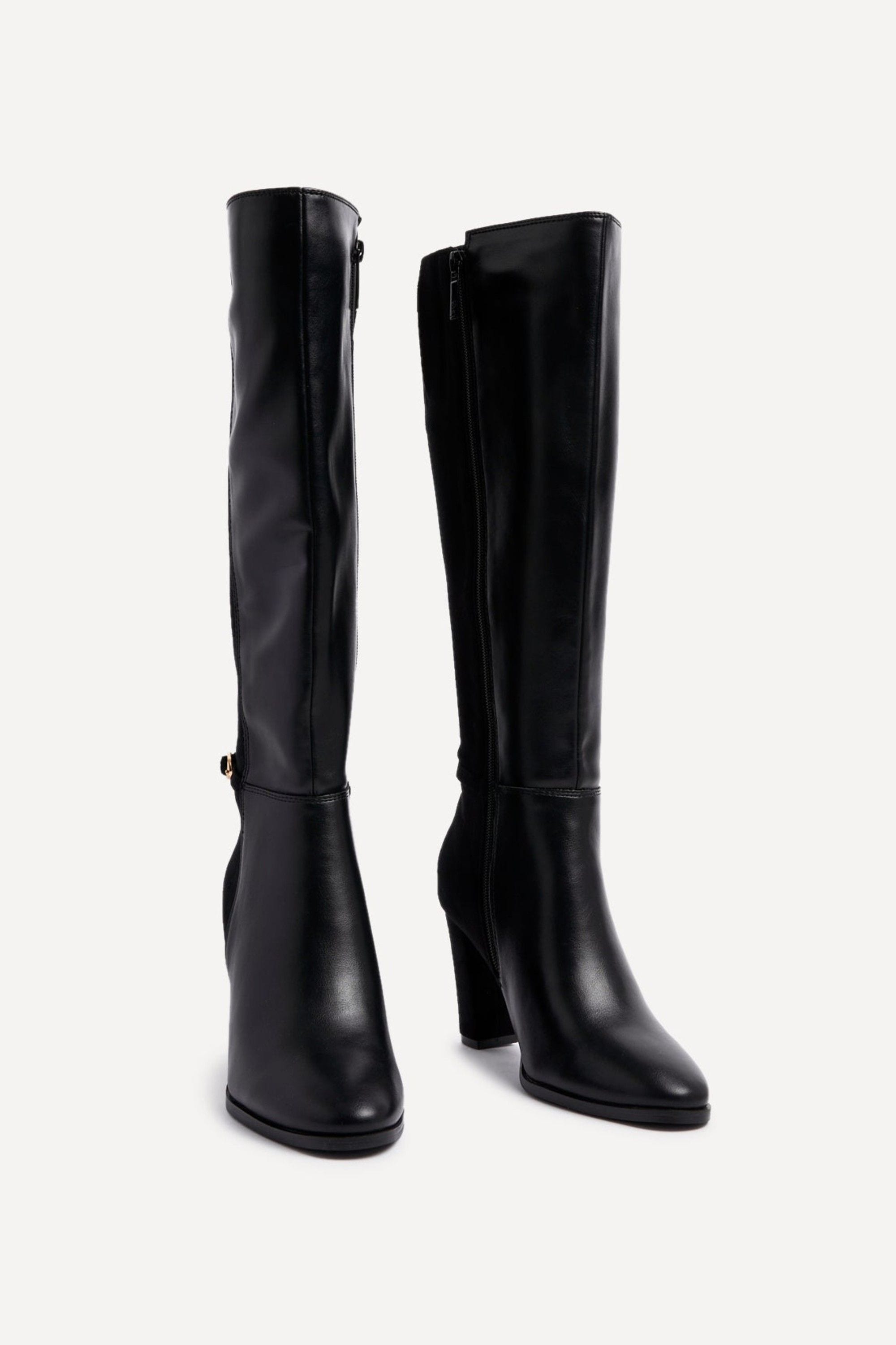 Linzi Symone Black High Leg Block Heeled Boot image 3