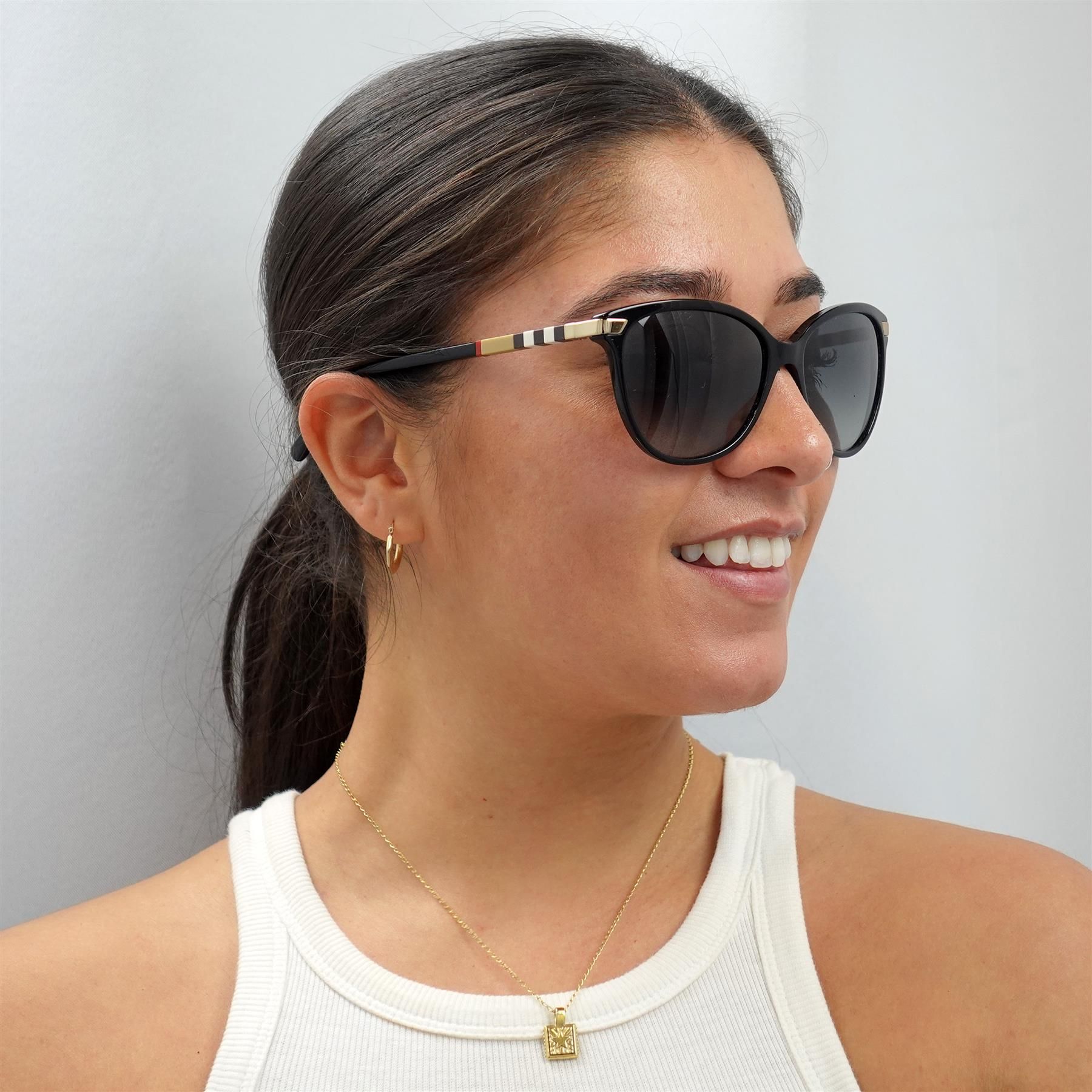 Burberry Cat Eye Black Grey Gradient Polarized BE4216 Sunglasses image 5