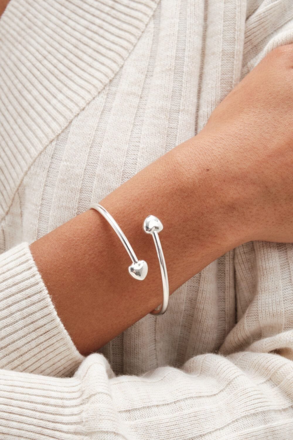 Simply Silver Sterling Silver 925  Polished Puff Heart Cuff image 2