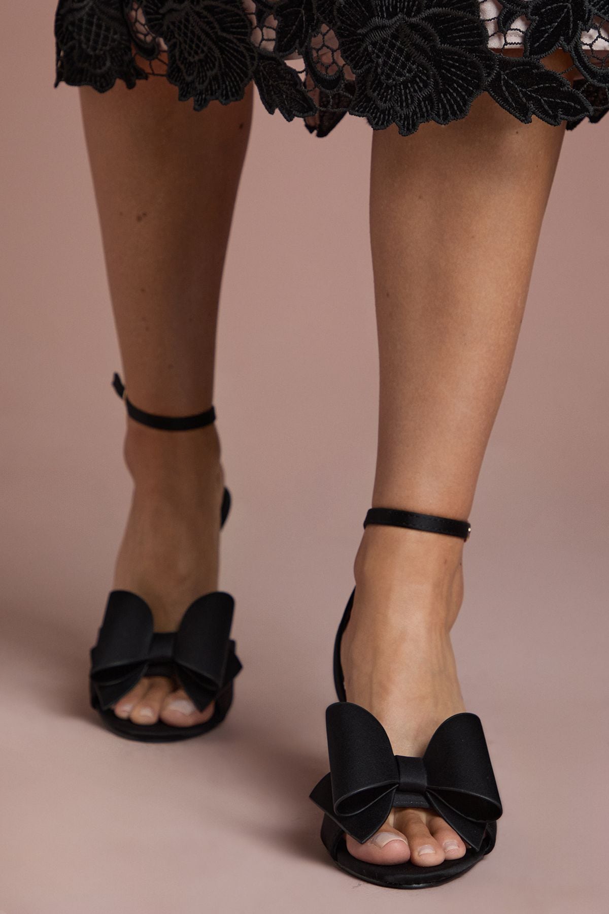 Coast Eva Satin Bow High Stiletto Heel Sandals Black image 2