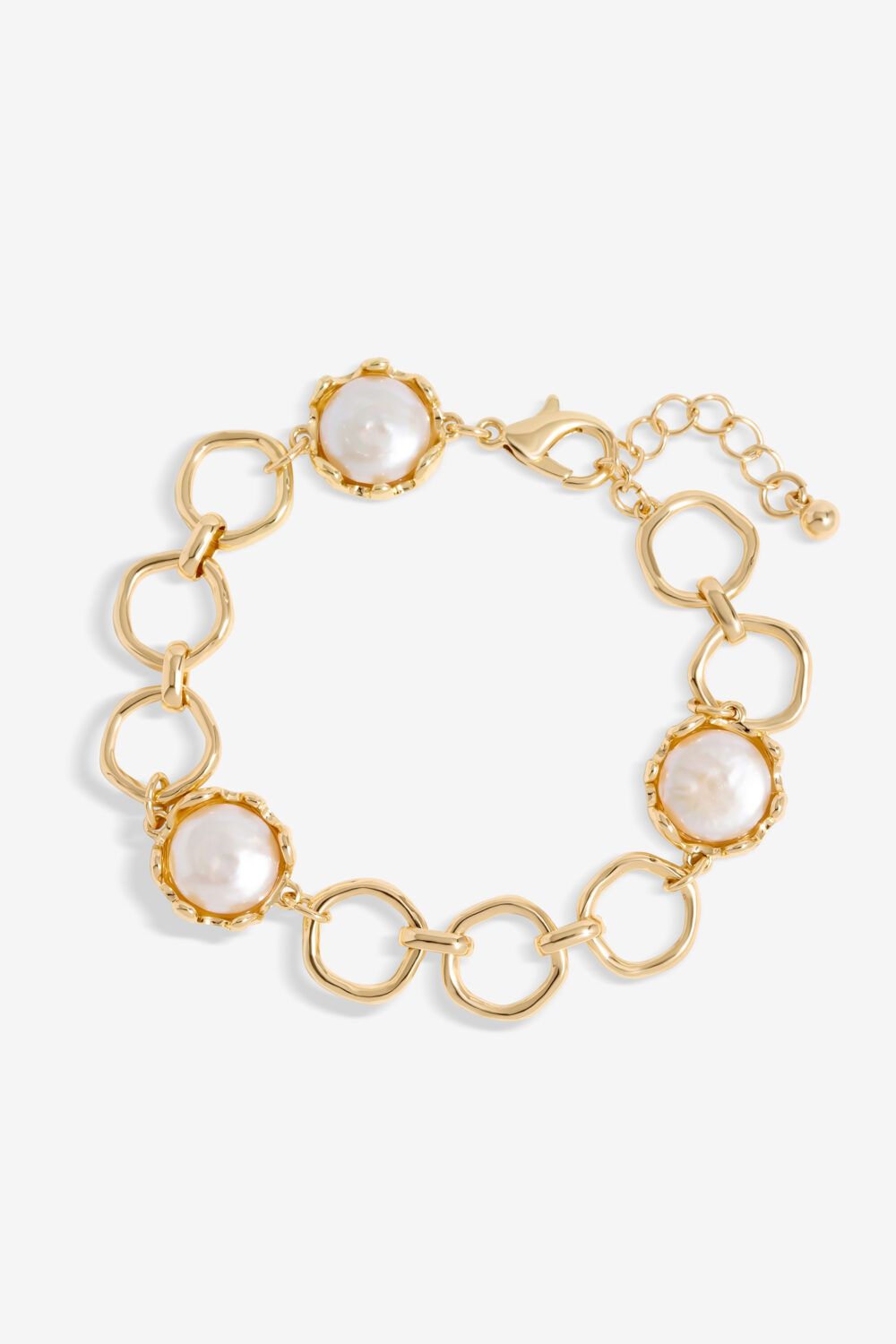Jon Richard Gold Plated And Baroque Pearl Polished Chain Bracelet