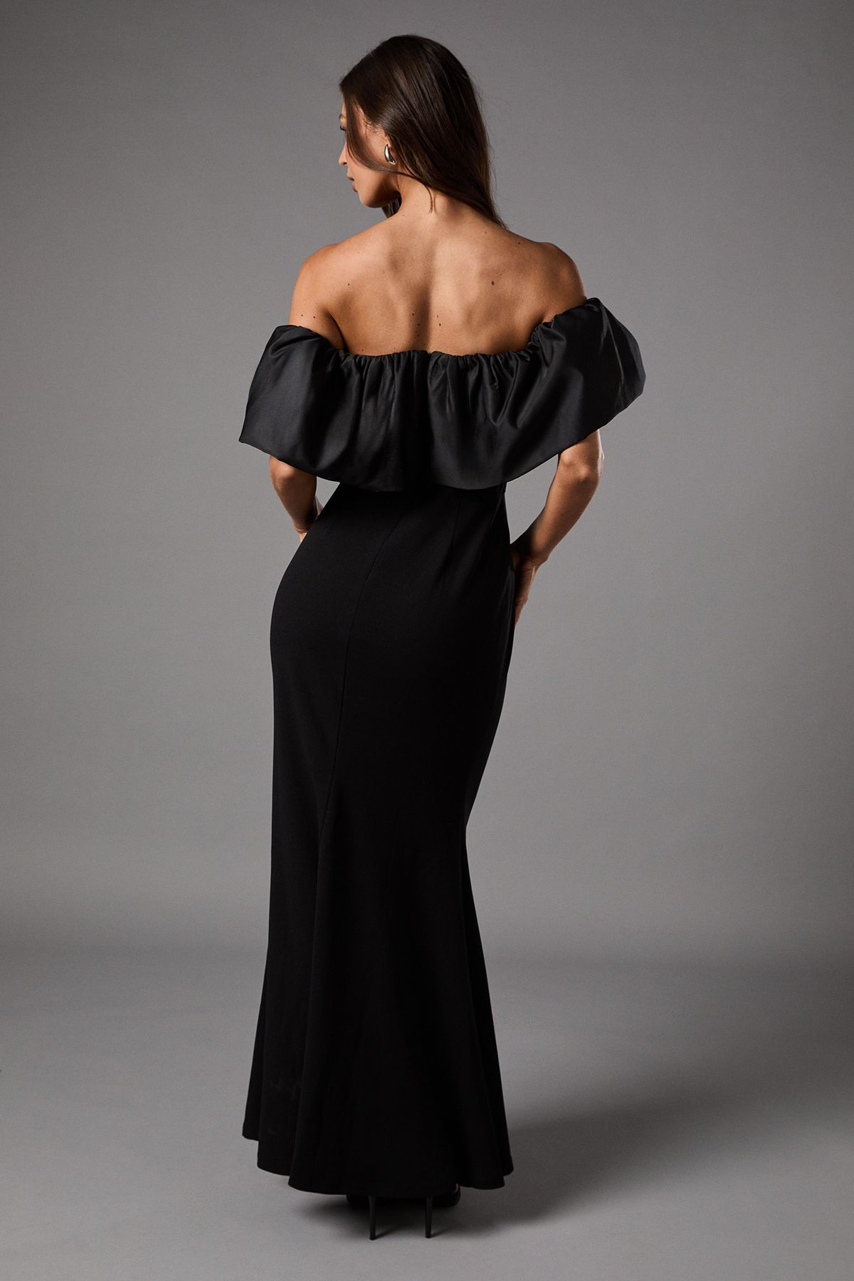 Coast Bardot Rose Detail Maxi Dress Black image 3