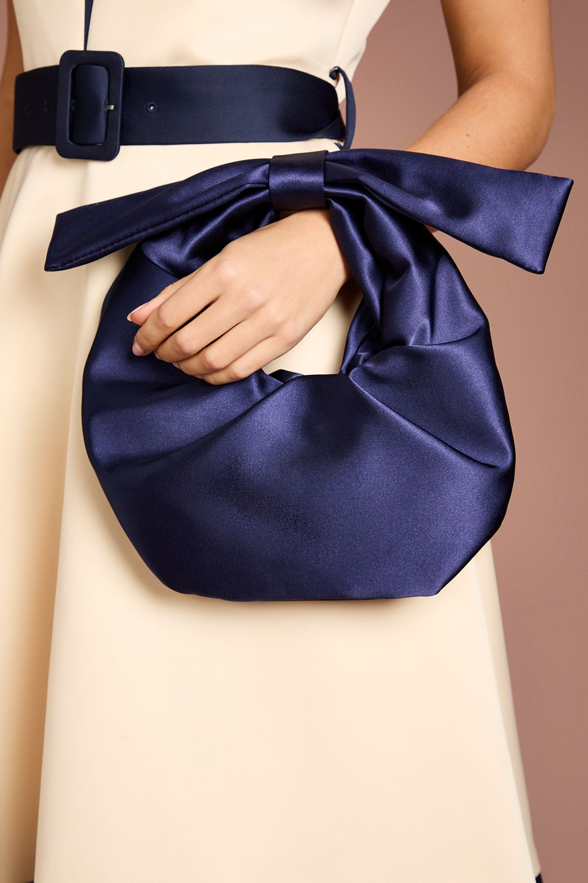 Coast Jennifer Satin Bow Detail Grab Bag Navy image 1