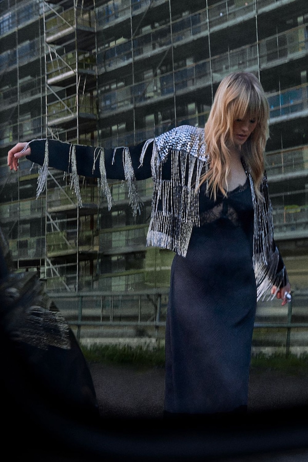 Warehouse Satin Lace Insert Strappy Camisole Midi Slip Dress Black