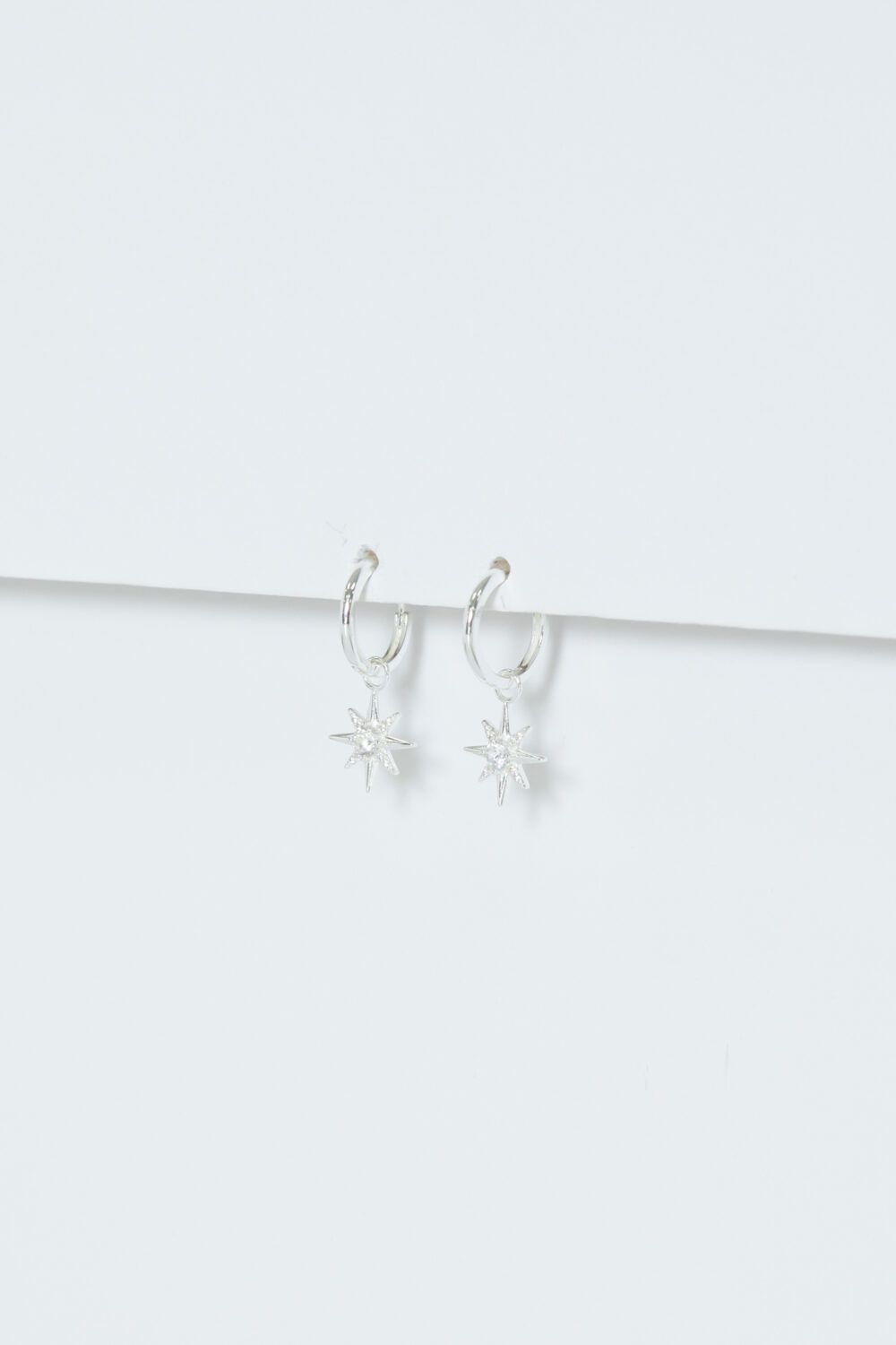 Simply Silver Sterling Silver 925 Cubic Zirconia Celestial Star Hoop Earrings image 4