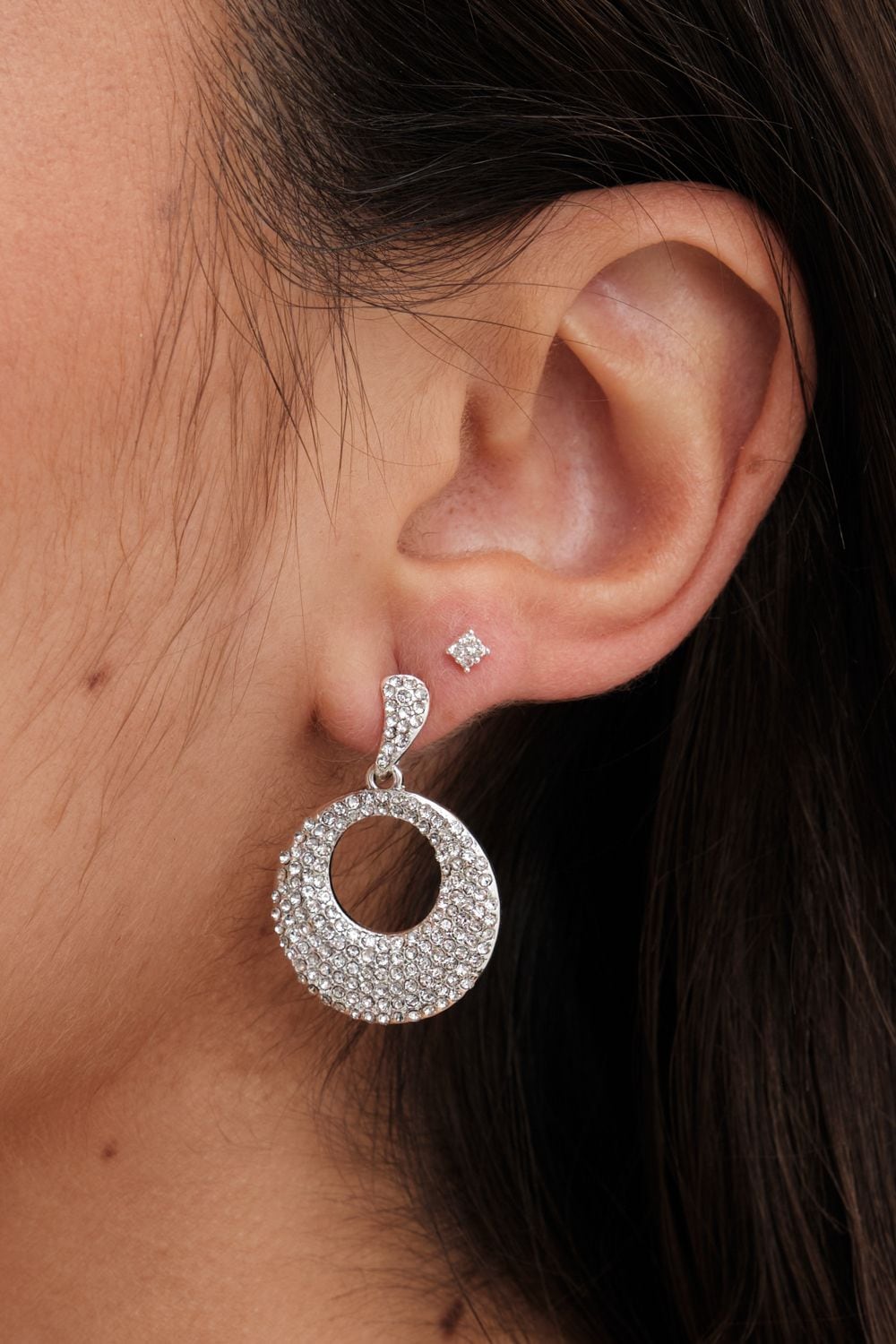 Jon Richard Jon Richard Silver Plated Crystal Statement Open Earrings image 2