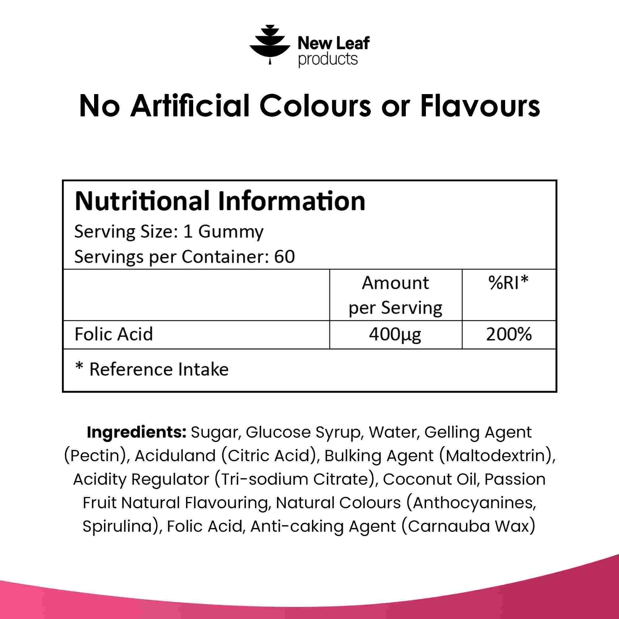 New leaf health Folic Acid Pregnancy Gummies 60 High Strength Folate Vitamins image 6