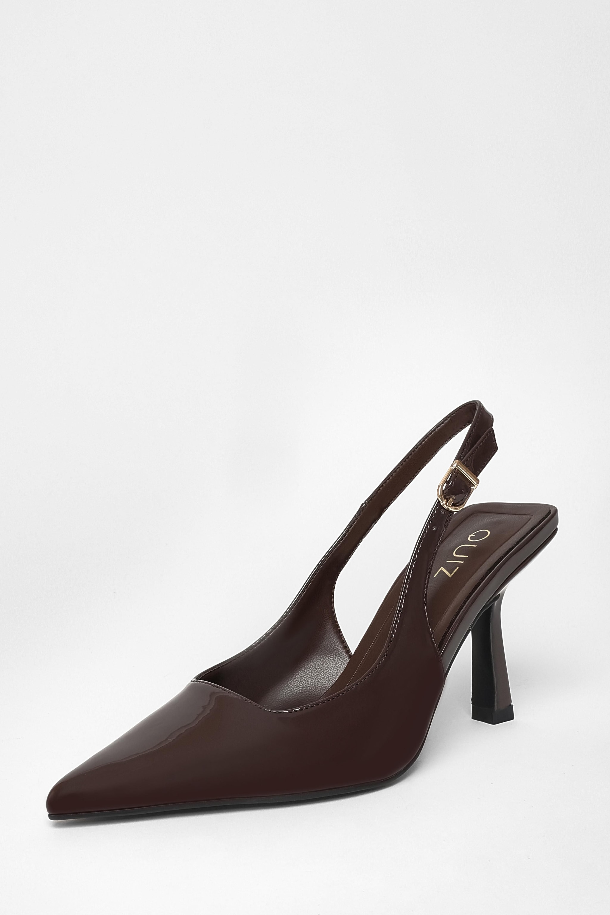 Quiz Brown Faux Leather Court Heels image 1