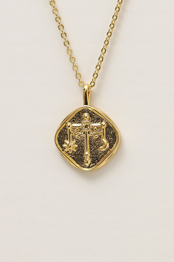 Jon Richard Gold Plated Molten Horoscope Pendant - Libra