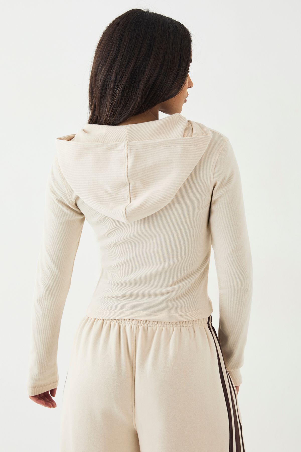 DSGN Studio DSGN Studio Zip Through Hooded Rib Top Stone image 2