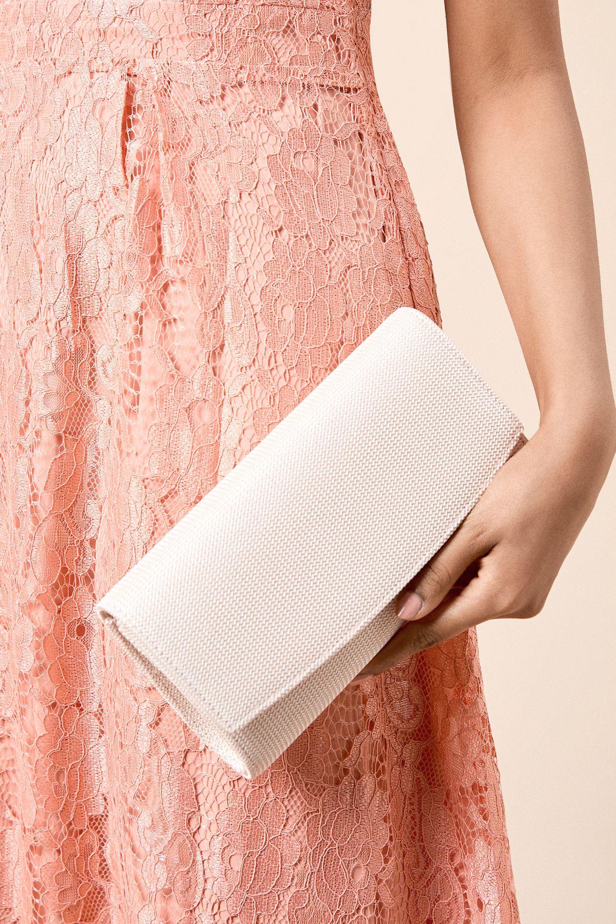 Dorothy Perkins Devon Textured Glitter Clutch Bag Rose Gold image 3