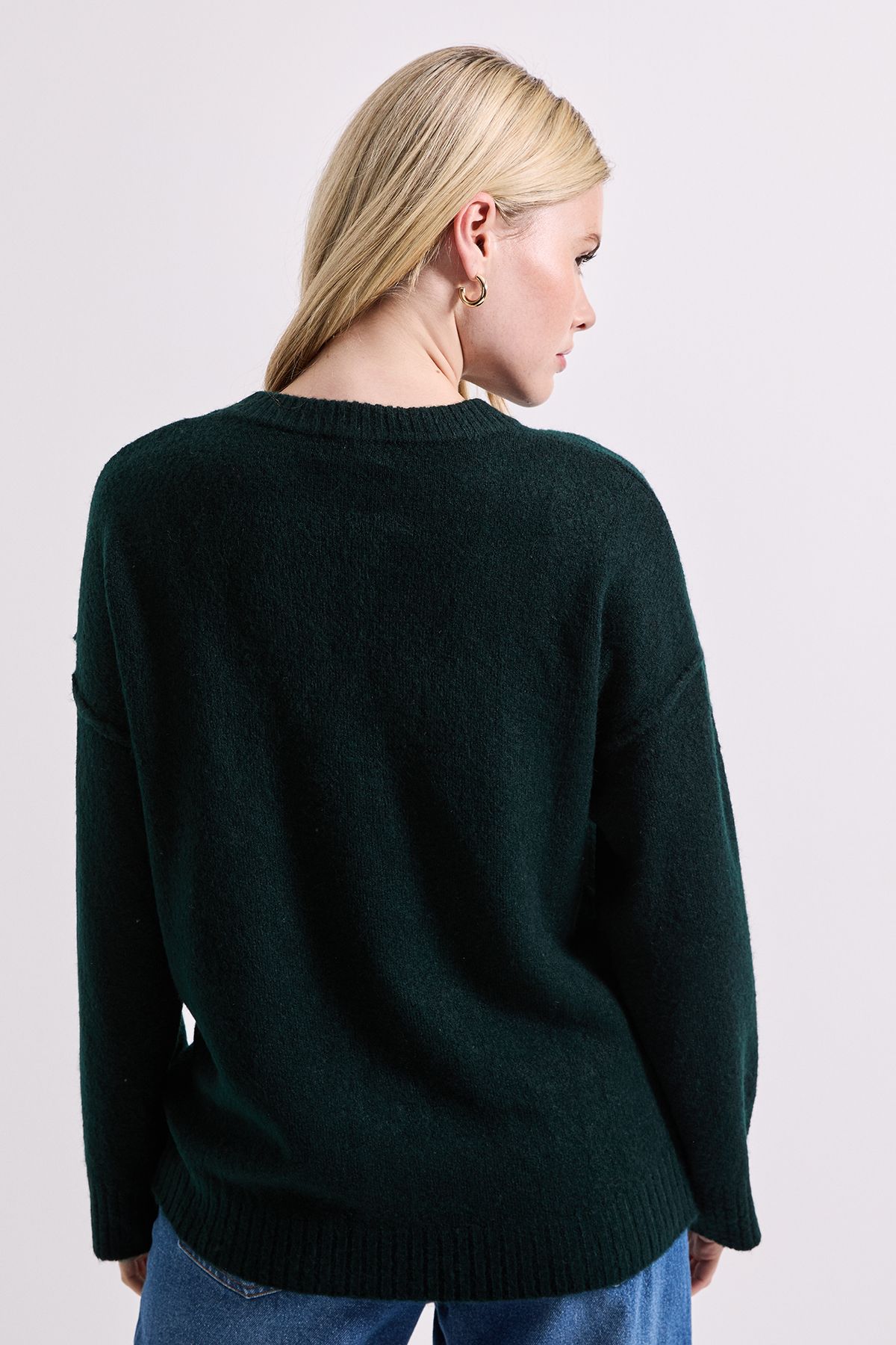 Dorothy Perkins Relaxed Crew Jumper Bottle Green image 3
