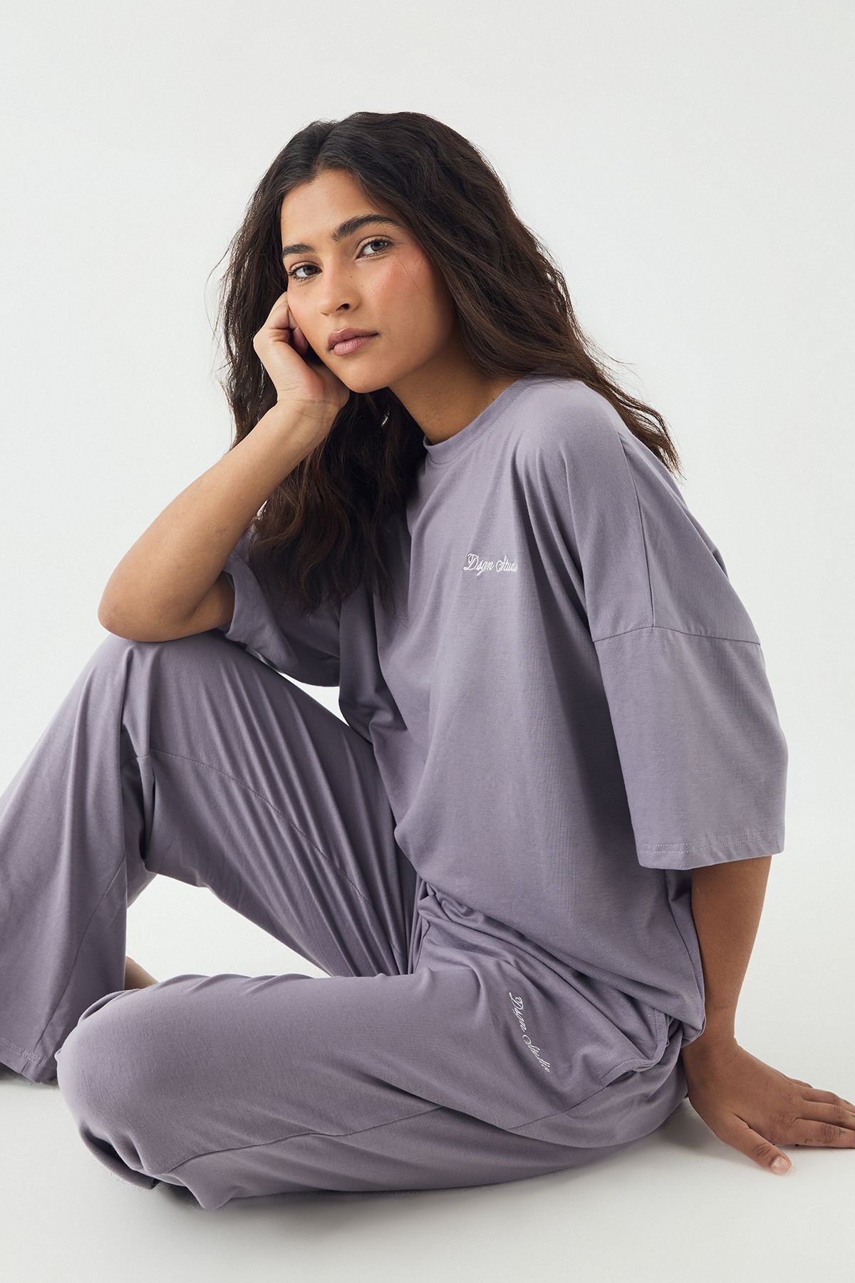 DSGN Studio DSGN Studio Lounge Supersoft Wide Leg Trouser Mauve image 3