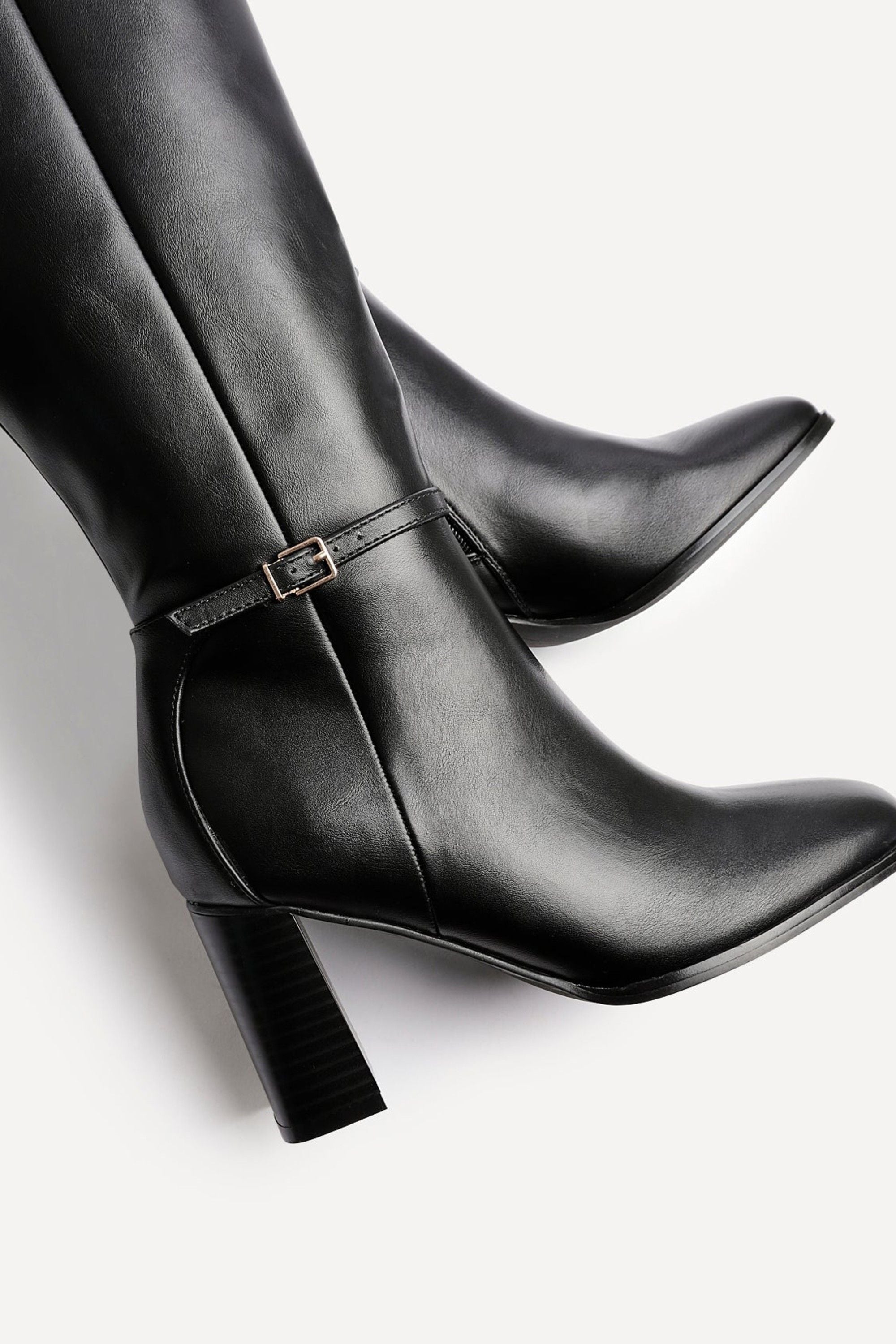 Linzi Midtown Black Faux Leather Long Heeled Boot image 5