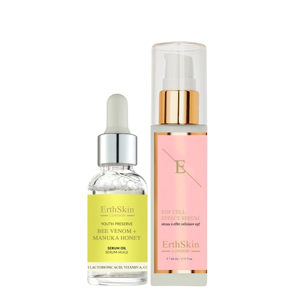 Erth Skin London Ultimate Skin Renewal Duo: Bee Venom & Manuka Honey Serum Oil 30ml + EGF Cell Effect Serum 60ml