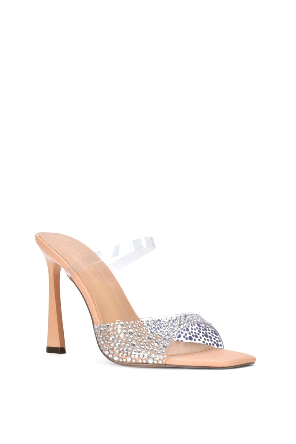 XY London 'Lois' Square Open Toe Rhinestone Perspex High Heeled Mules image 2