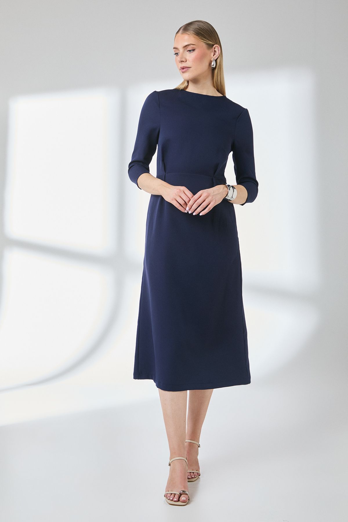 Principles Navy Seam Detail Midi Dress Navy image 1