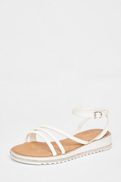 Quiz White Strappy Flat Sandals